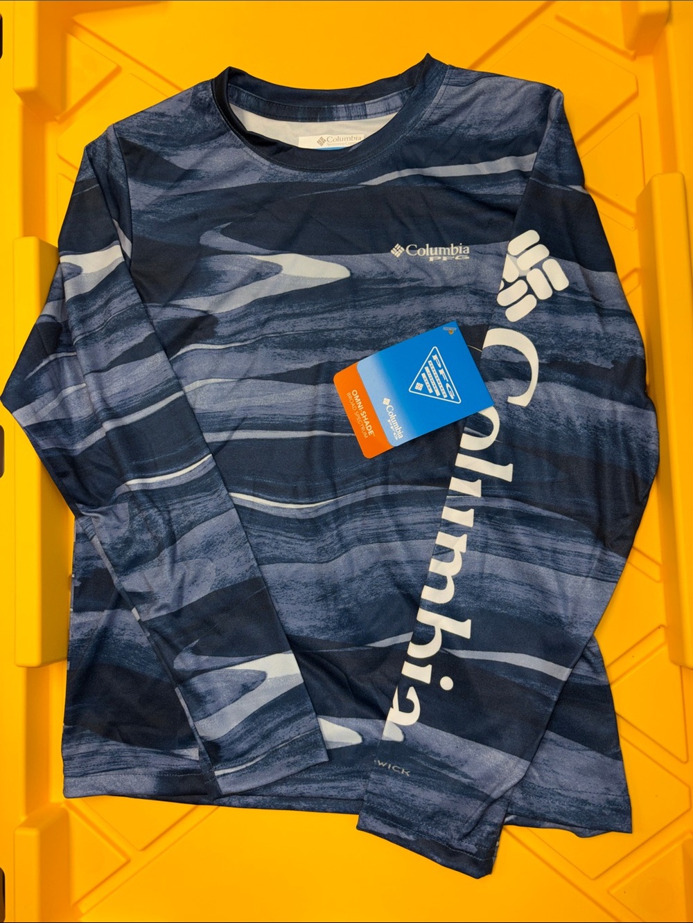 Columbia Omni-shade Blue Long Sleeve rashguard swim shirt UPF50 Youth Small 8